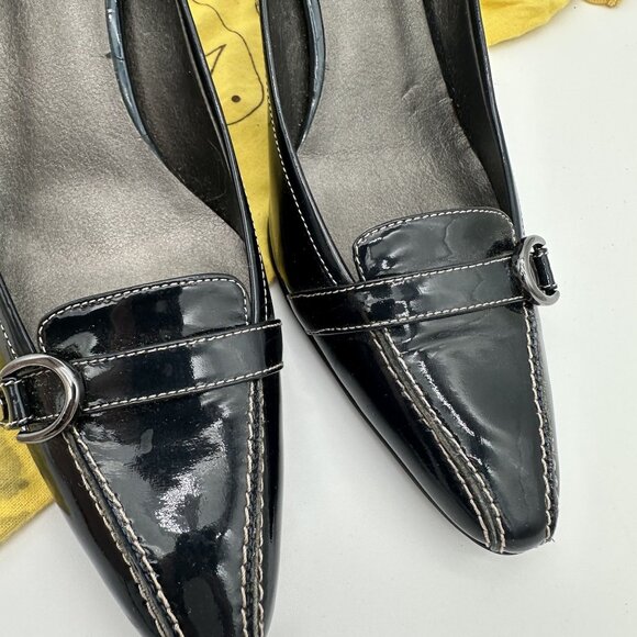 Circa Joan & David Womens Black Patent Leather Pointed Toe Heels Size 8 - Picture 4 of 8